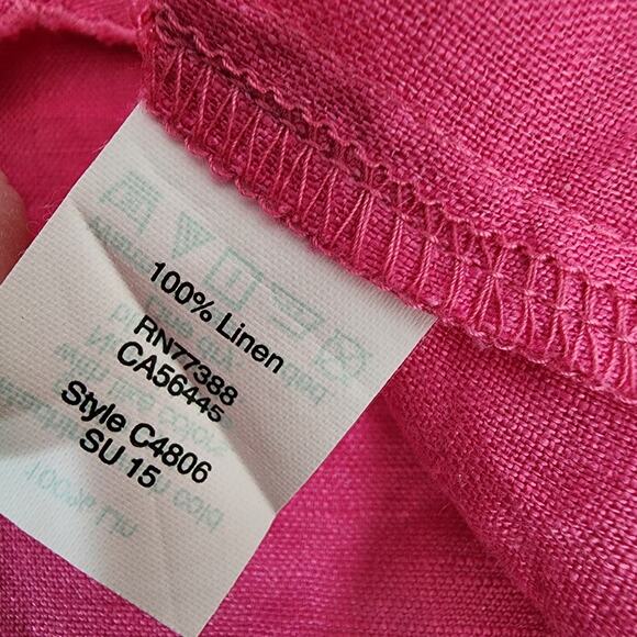 J Crew Womens Top Size 14 Linen Short Sleeve Tulip Back Scalloped Eyelet Pink - Picture 8 of 9